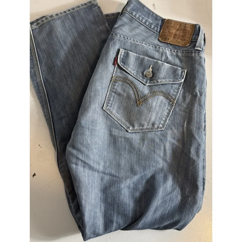 Levis 514‎ The Original Men's Jeans 36x32 Slim Straight Blue Denim